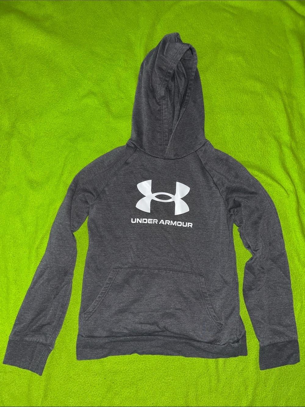 Under Armour Youth Charcoal Hoodie with White Logo